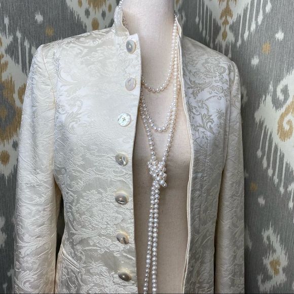 Ralph Lauren Spring ‘06 Runway Collection Ivory Damask Longline Cocktail Jacket
